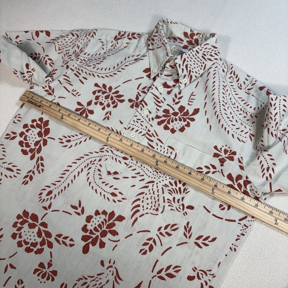 VTG Reyn‎ Spponer Polo Men's S Off-White Red Floral Phoenixes Pocket Button Down - Picture 11 of 13